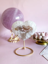 Load image into Gallery viewer, Agate Heart on Golden Stand 002