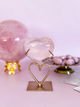 Load image into Gallery viewer, Rose Quartz Heart on Heart Stand 002