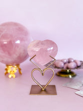 Load image into Gallery viewer, Rose Quartz Heart on Heart Stand 001