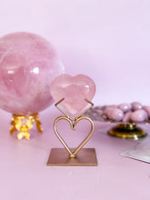 Load image into Gallery viewer, Rose Quartz Heart on Heart Stand 004