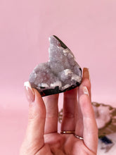 Load image into Gallery viewer, Pink Chalcedony with Quartz Cluster 003