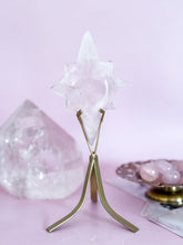 Load image into Gallery viewer, Rose Quartz Enlightened Heart on Gold Stand