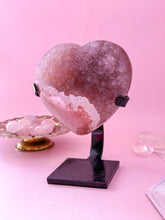Load image into Gallery viewer, Rainbow Amethyst Heart on Black Stand 004