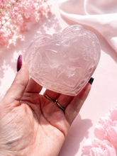 Load image into Gallery viewer, Rose Quartz Heart Locket with Flowers and Butterfly
