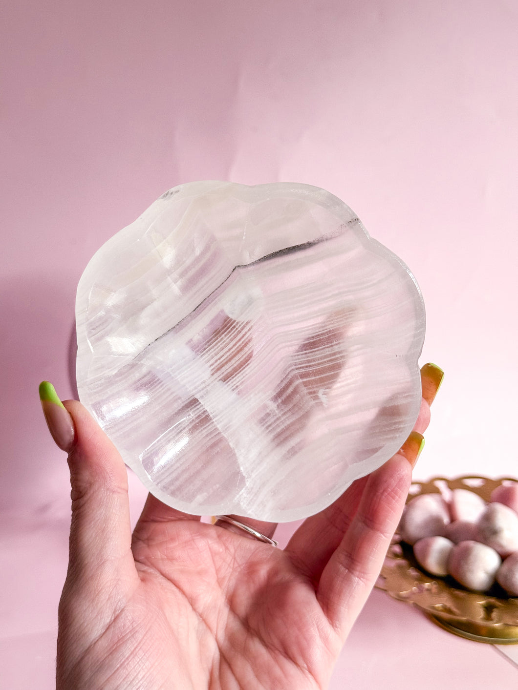 Mexican Banded Calcite Scalloped Dish 005
