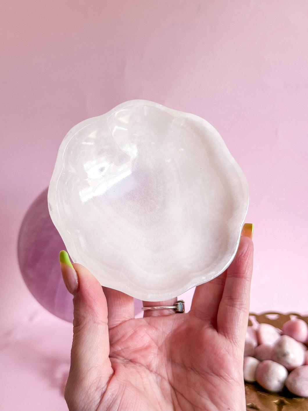 Mexican Banded Calcite Scalloped Dish 009