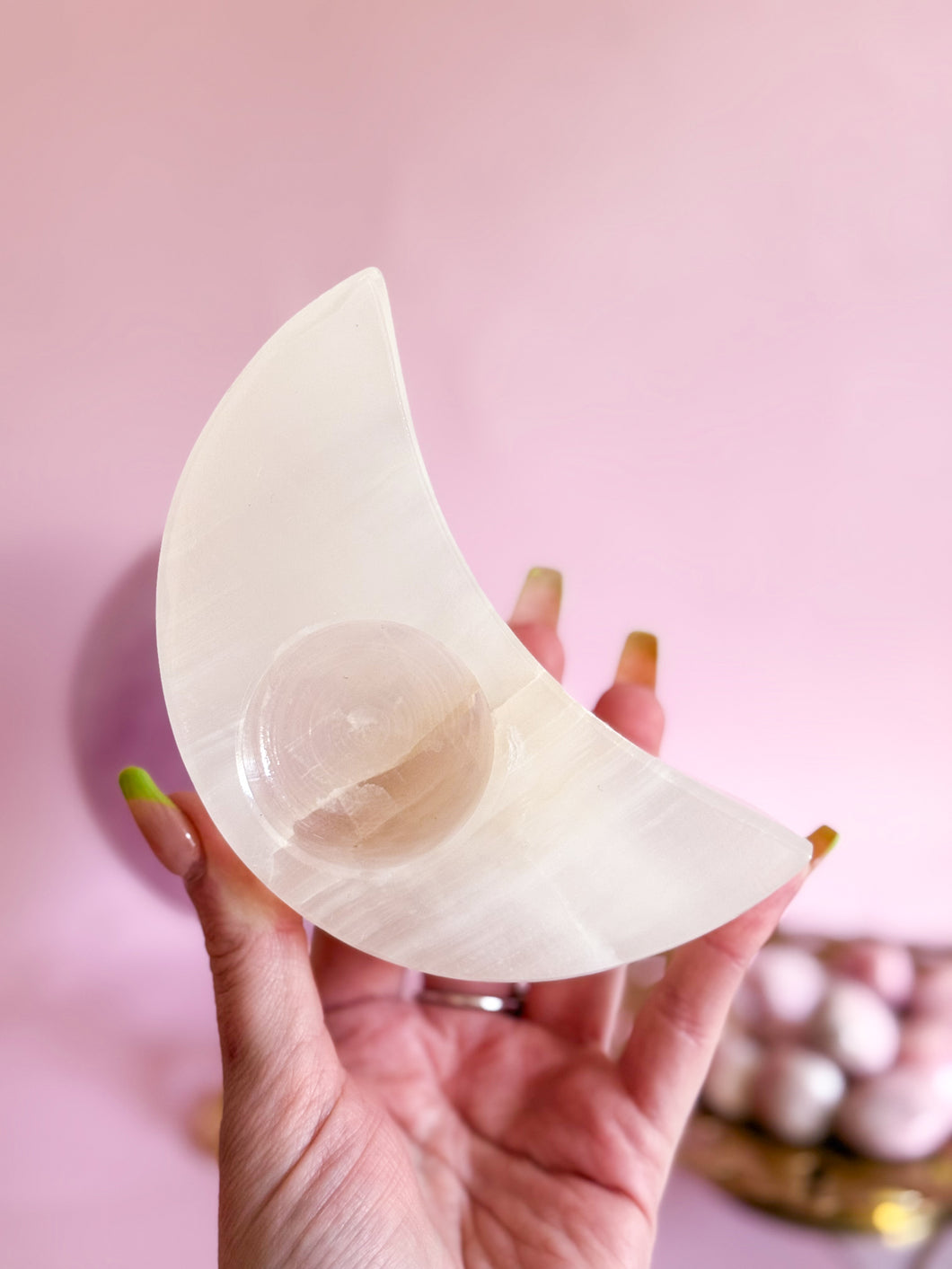 Mexican Banded Calcite Moon Candle Holder 002