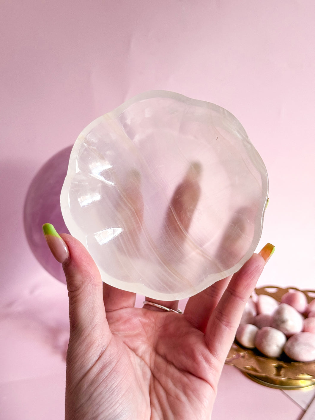 Mexican Banded Calcite Scalloped Dish 004