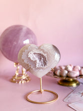 Load image into Gallery viewer, Agate Heart on Golden Stand 008
