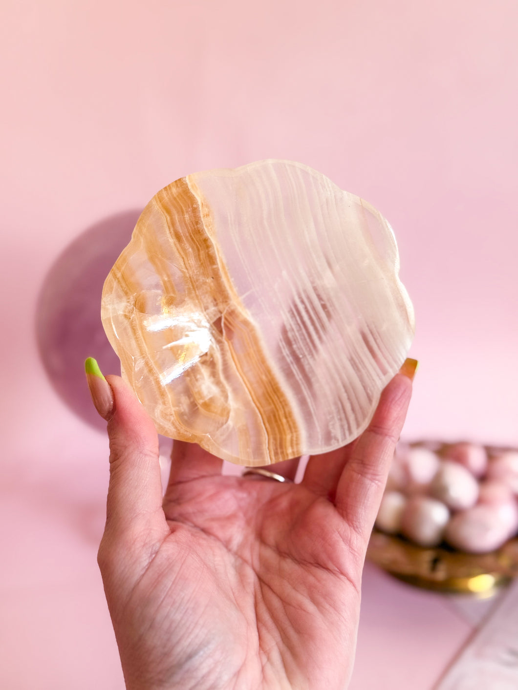 Mexican Banded Calcite Scalloped Dish 002