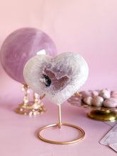 Load image into Gallery viewer, Agate Heart on Golden Stand 001
