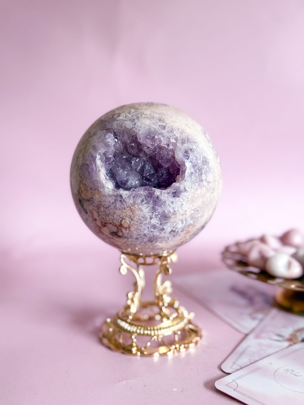 1.2 kg Flower Agate with Amethyst Sphere