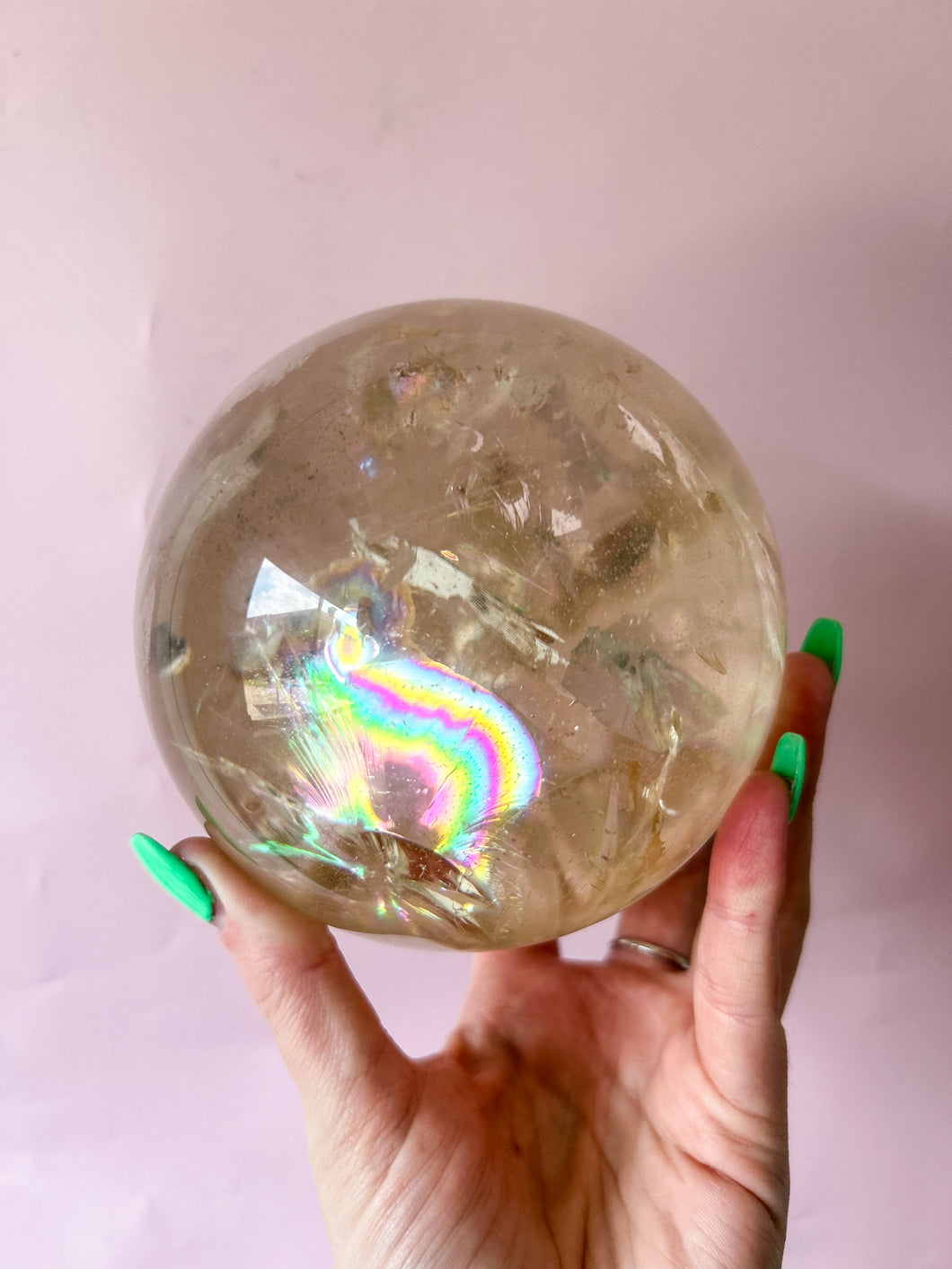 2kg Champagne Citrine with Rainbows Sphere