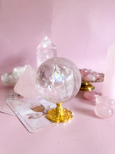 Load image into Gallery viewer, Clear Quartz with Golden Healer and Rainbows Sphere 003
