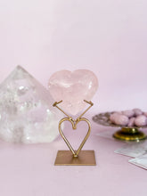 Load image into Gallery viewer, Rose Quartz Heart on Heart Stand 005
