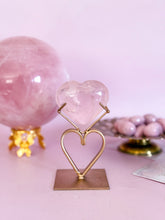Load image into Gallery viewer, Rose Quartz Heart on Heart Stand 002
