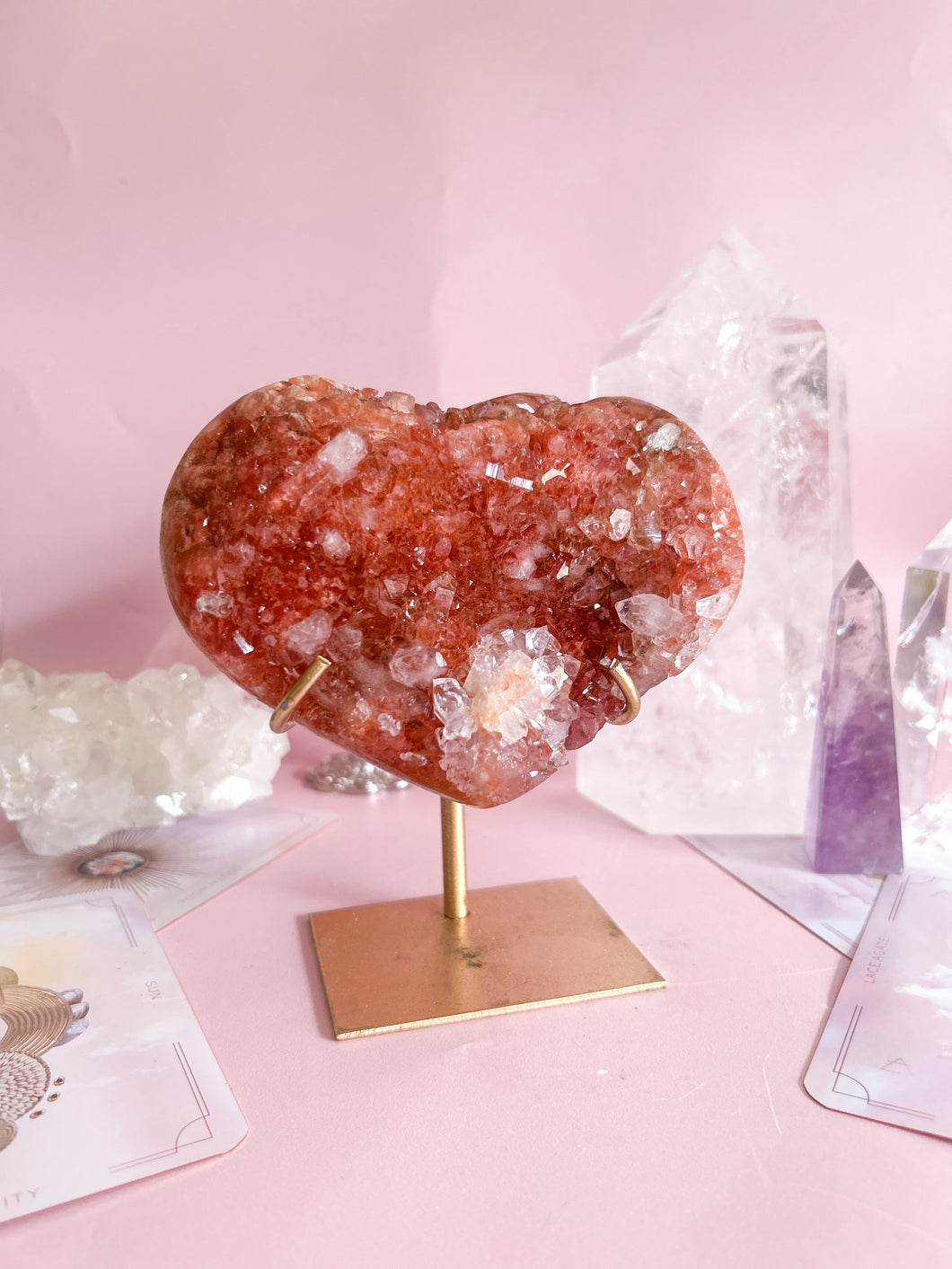 Pink Amethyst with Quartz Heart 015