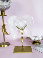 Lemurian Quartz Heart with Angel Wings