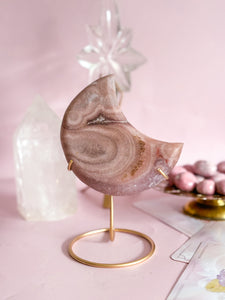 Pink Amethyst Moon on Golden Stand 003