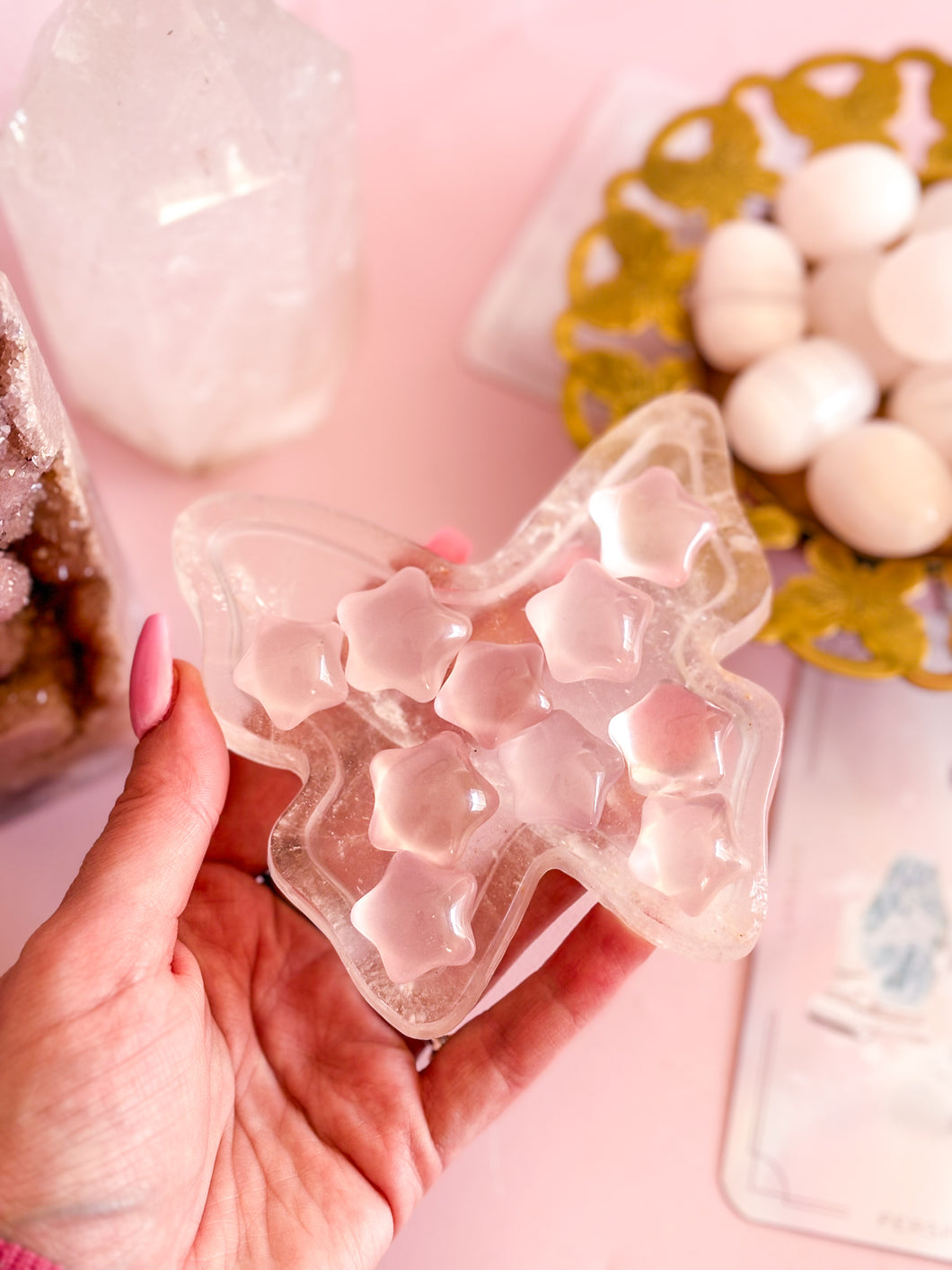 Girasol Rose Quartz Puffy Star
