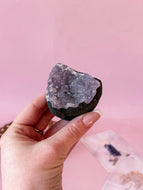 Pink Chalcedony with Quartz Cluster 006