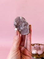 Pink Chalcedony with Quartz Cluster 004