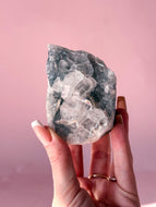 Clear Apophyllite on Blue Chalcedony 012