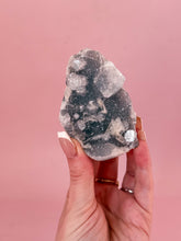 Load image into Gallery viewer, Clear Apophyllite on Blue Chalcedony 008
