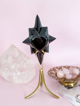 Load image into Gallery viewer, Black Obsidian Enlightened Heart on Gold Stand
