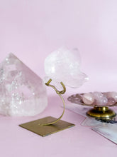 Load image into Gallery viewer, Rose Quartz Fluttering Butterfly on Gold Stand
