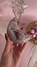 Load and play video in Gallery viewer, Pink Amethyst Moon on Golden Stand 004
