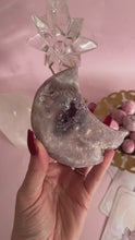 Load and play video in Gallery viewer, Pink Amethyst Moon on Golden Stand 005
