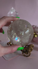 Load and play video in Gallery viewer, Clear Quartz Sphere with Rainbows 001
