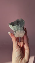 Load and play video in Gallery viewer, Clear Apophyllite on Blue Chalcedony 011
