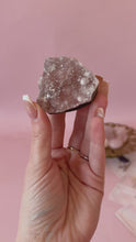 Load and play video in Gallery viewer, Pink Chalcedony with Quartz Cluster 002
