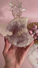 Load and play video in Gallery viewer, Pink Amethyst Moon on Golden Stand 009
