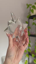 Load and play video in Gallery viewer, Clear Quartz Enlightened Heart on Gold Stand
