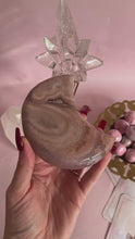 Load and play video in Gallery viewer, Pink Amethyst Moon on Golden Stand 003
