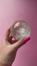 Load and play video in Gallery viewer, Clear Quartz Sphere with Rainbows 001

