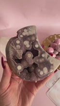 Load and play video in Gallery viewer, Pink Amethyst Moon on Golden Stand 010
