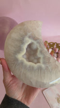 Load and play video in Gallery viewer, Druzy Agate Moon on Golden Stand
