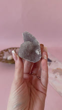 Load and play video in Gallery viewer, Pink Chalcedony with Quartz Cluster 005
