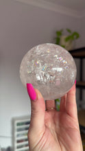 Load and play video in Gallery viewer, Clear Quartz Sphere with Rainbows 002
