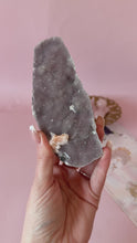 Load and play video in Gallery viewer, Pink Chalcedony with Quartz and Peach Stilbite Cluster 007
