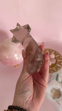 Load and play video in Gallery viewer, Smoky Quartz Shooting Star on Golden Stand
