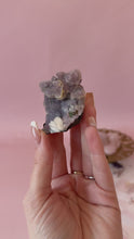 Load and play video in Gallery viewer, Pink Chalcedony with Quartz and White Scolecite Cluster 001

