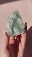 Load and play video in Gallery viewer, Clear Apophyllite on Blue Chalcedony 009
