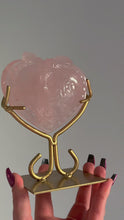 Load and play video in Gallery viewer, Rose Quartz Heart Locket with Crescent Moon and Star
