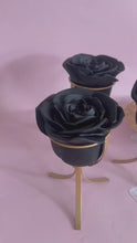 Load and play video in Gallery viewer, ** PRE ORDER ** Black Obsidian Rose on Golden Stand
