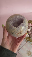 Load and play video in Gallery viewer, 1.2 kg Flower Agate with Amethyst Sphere
